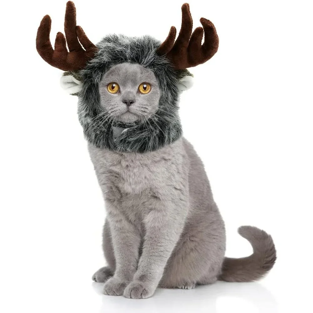 Onmygogo Lion Mane Wig for Cats and Dogs, Funny Pet Cat Costumes for Halloween C